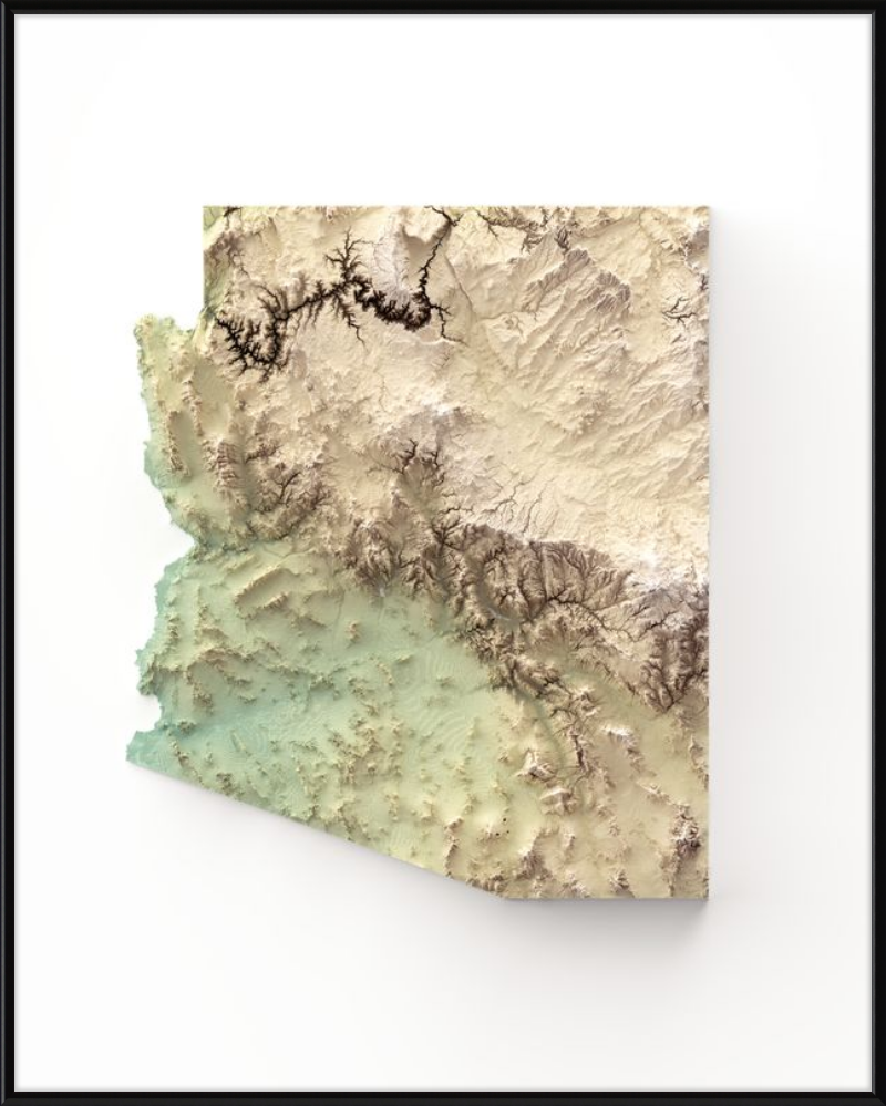 Arizona Shaded Relief Map - Earth Tones