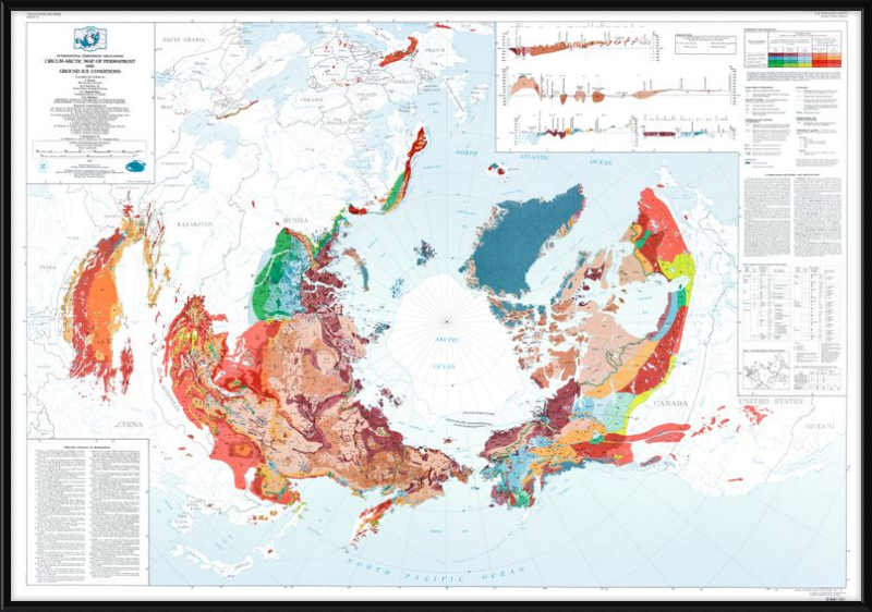 Mappa circumartica delle condizioni del permafrost e del ghiaccio al suolo, US Geological Survey - 1997