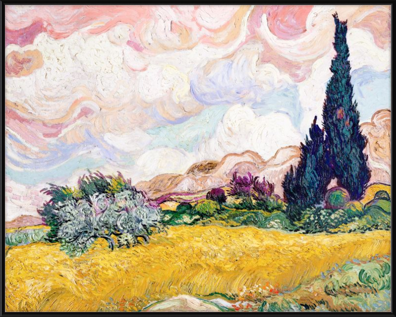 Campo de trigo con cipreses en colores pastel, remix de Vincent van Gogh