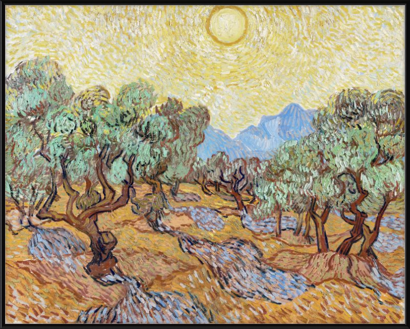 Olivos con cielo amarillo y sol, Vincent van Gogh - 1889