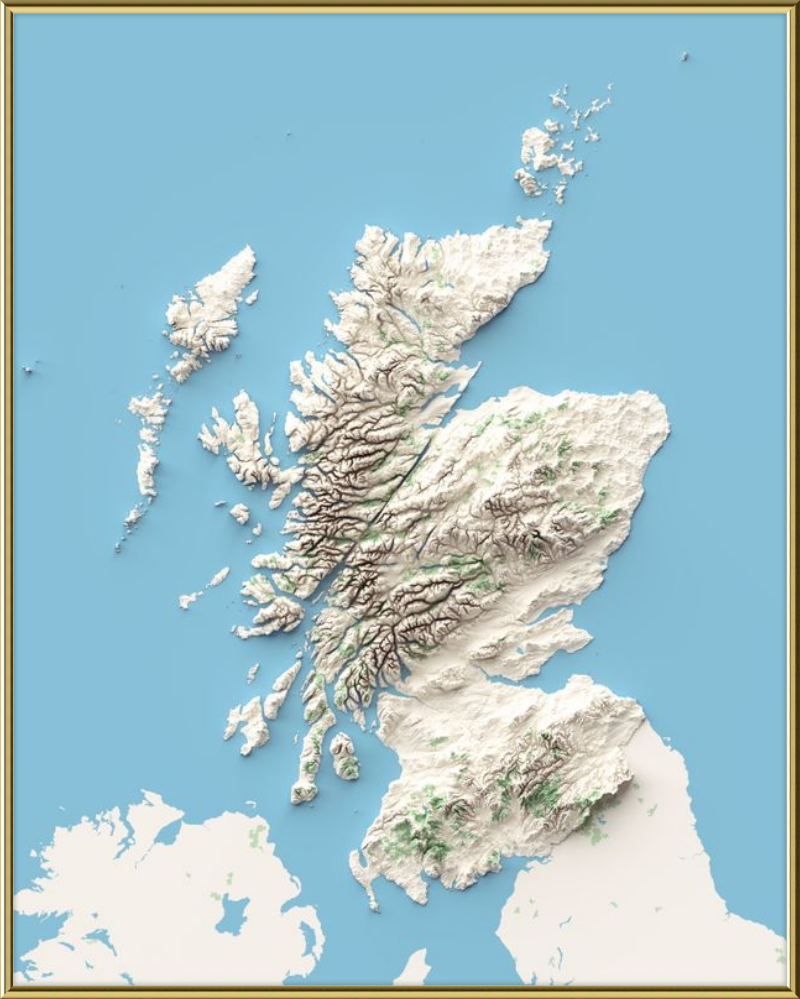 Mapa de relieve sombreado de Escocia - Topográfico