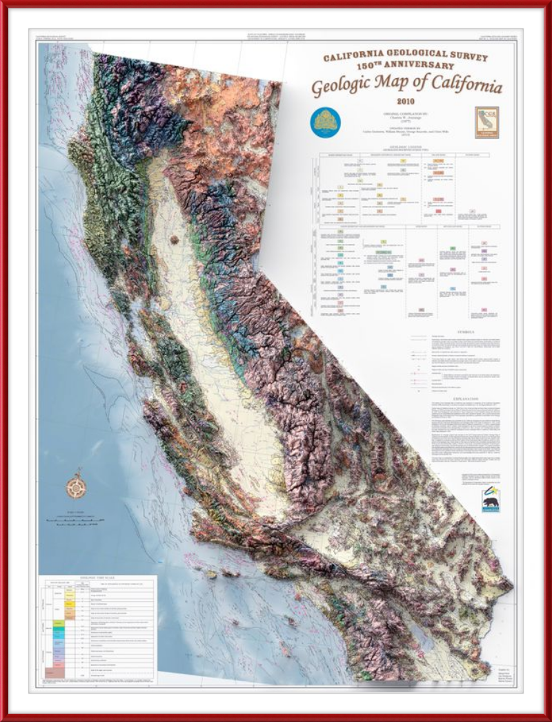 Mapa de relieve sombreado de California - Mapa geológico