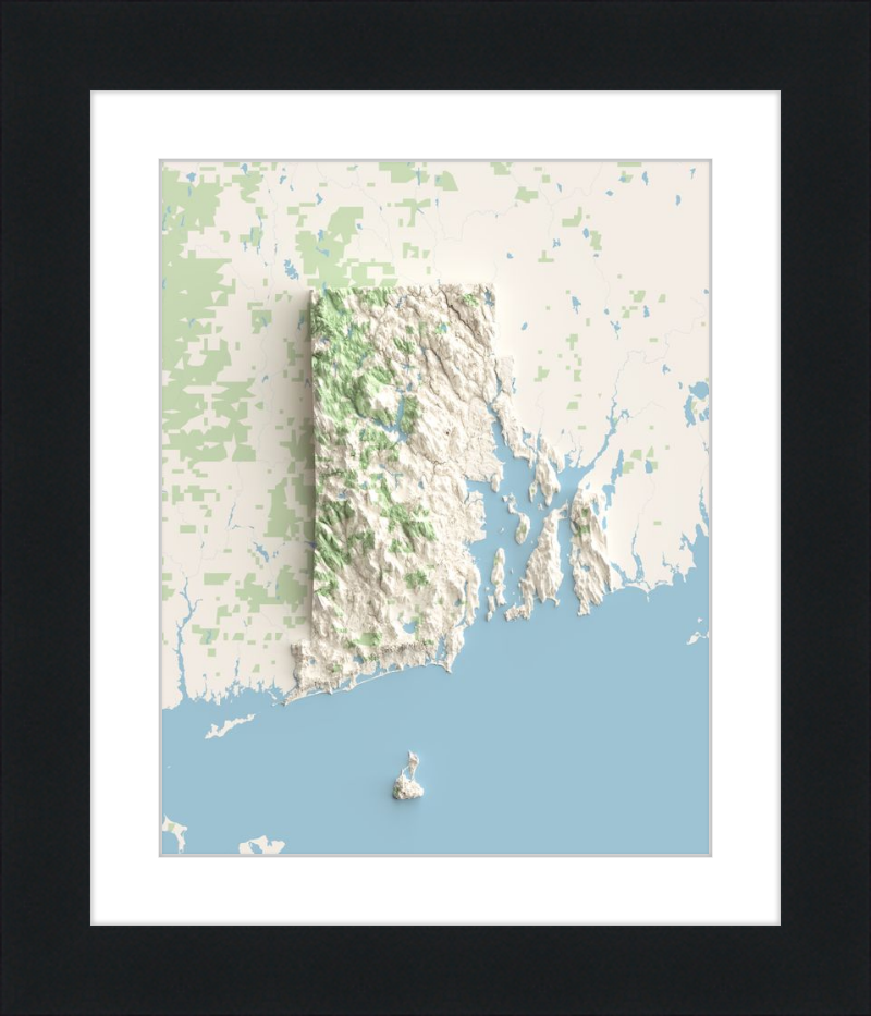 Mapa de relieve sombreado de Rhode Island - Topográfico