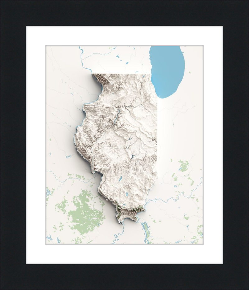 Mapa de relieve sombreado de Illinois - Topográfico