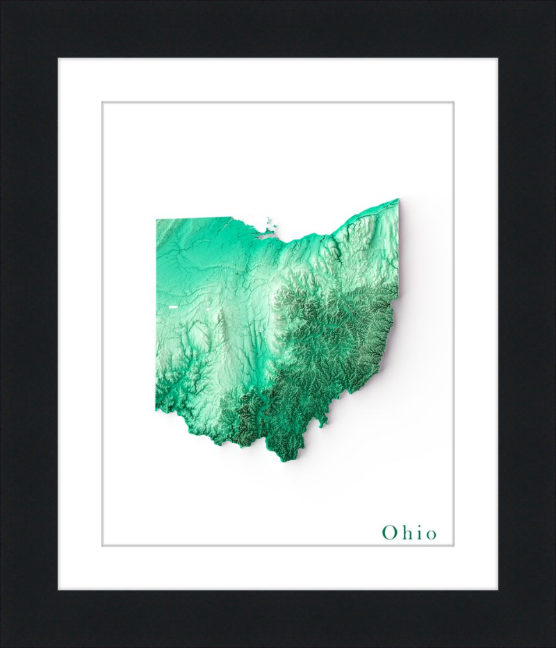 Ohio Shaded Relief Map - Emerald