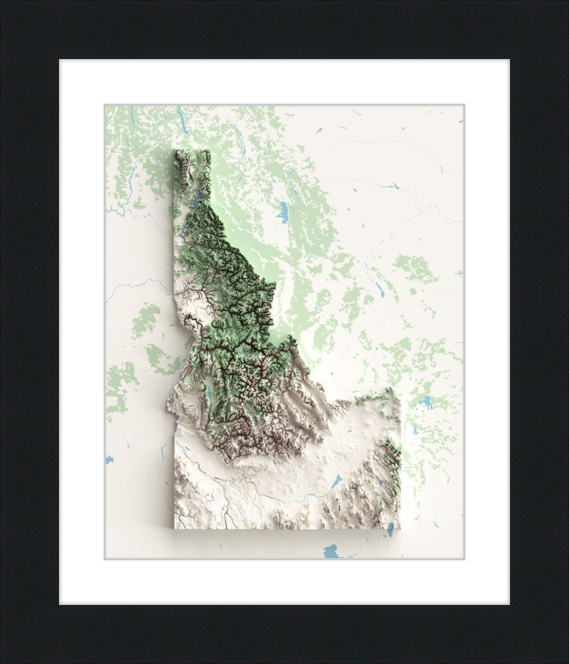 Mapa de relieve sombreado de Idaho - Topográfico