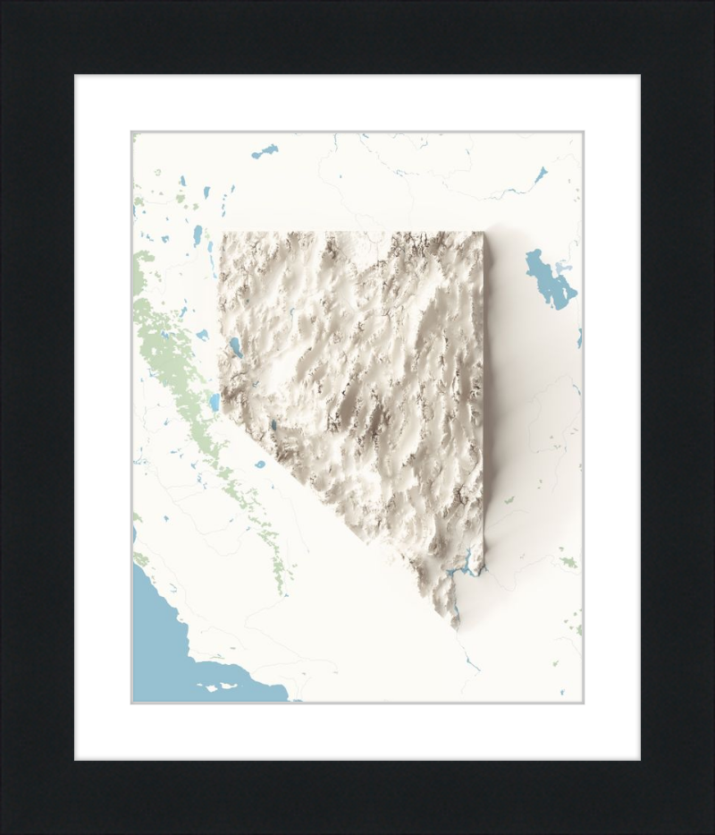 Mapa de relieve sombreado de Nevada - Topográfico