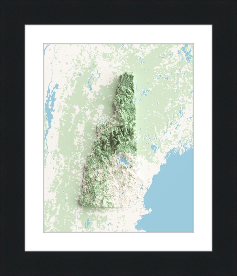 Mapa de relieve sombreado de New Hampshire - Topográfico