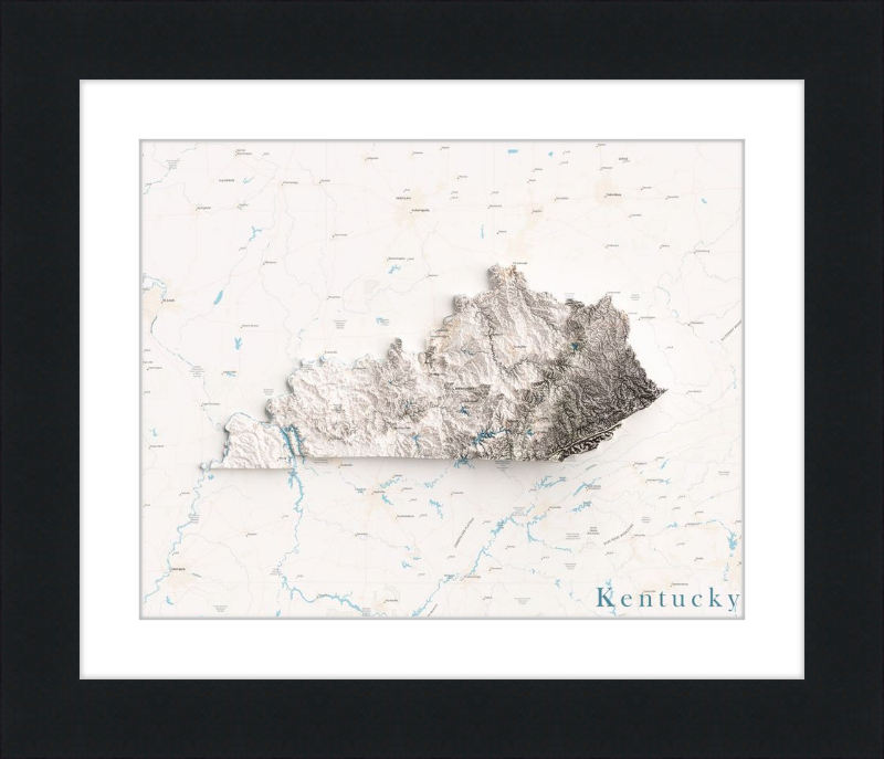 Kentucky Shaded Relief Map - Charted Territory