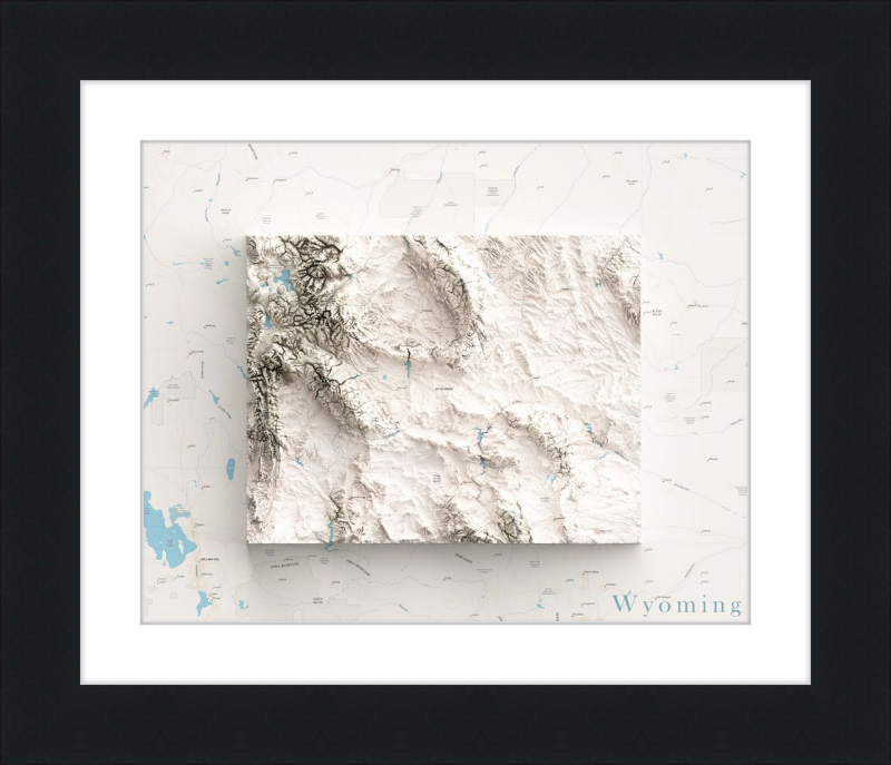 Mapa de relieve sombreado de Wyoming: territorio cartografiado