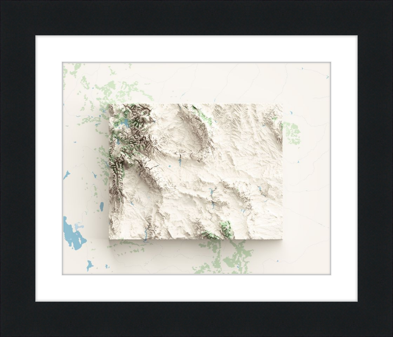 Wyoming Shaded Relief Map - Topographic