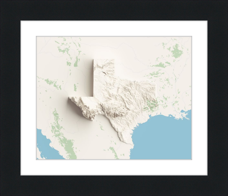 Texas Shaded Relief Map - Topographic