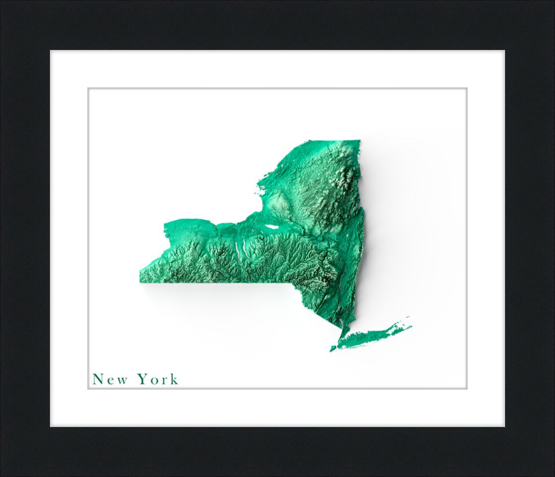 New York Shaded Relief Map - Emerald