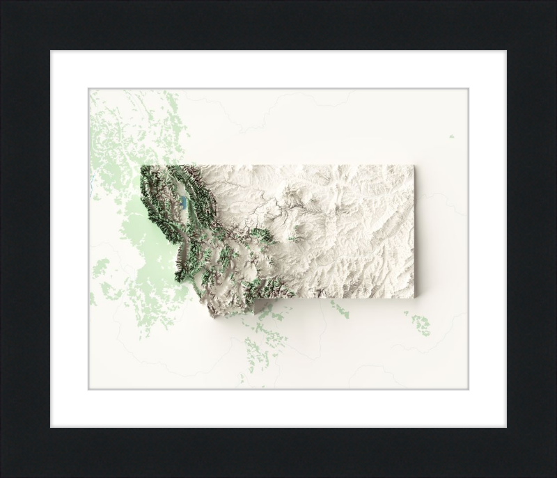 Mapa de relieve sombreado de Montana - Topográfico