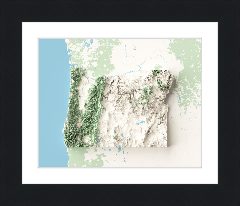 Oregon Shaded Relief Map - Topographic