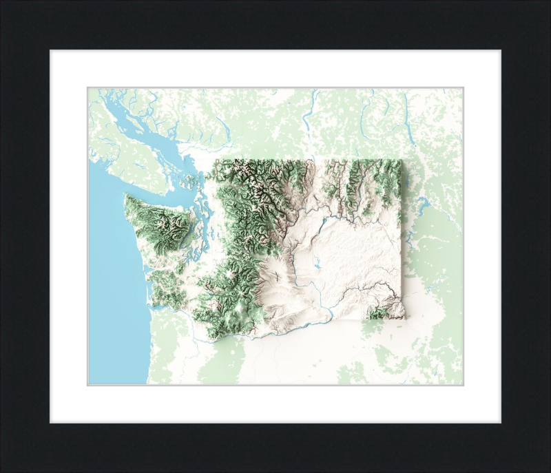 Mapa de relieve sombreado de Washington - Topográfico