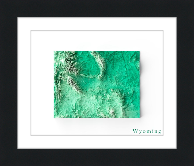 Wyoming Shaded Relief Map - Emerald