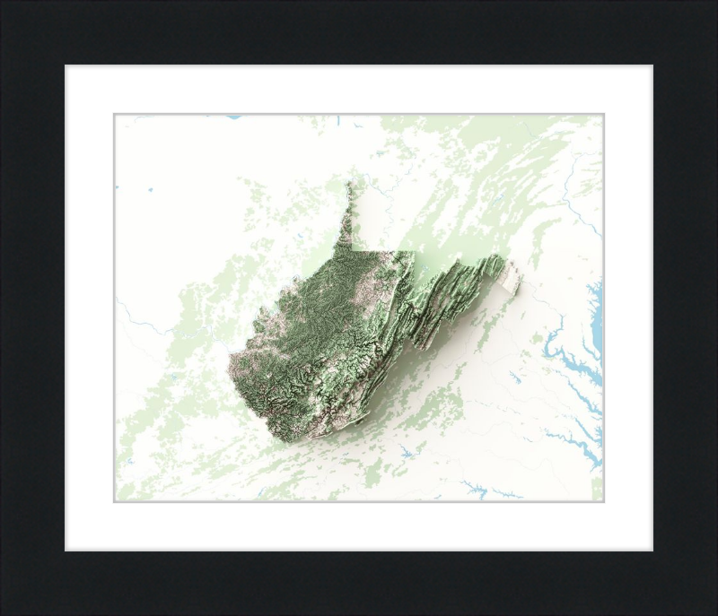 West Virginia Shaded Relief Map - Topographic