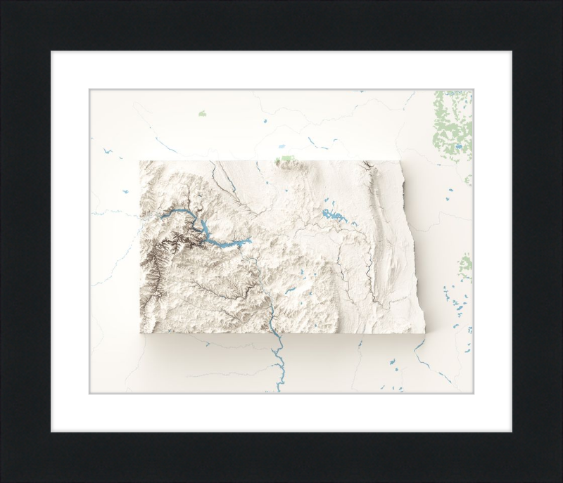 North Dakota Shaded Relief Map - Topographic