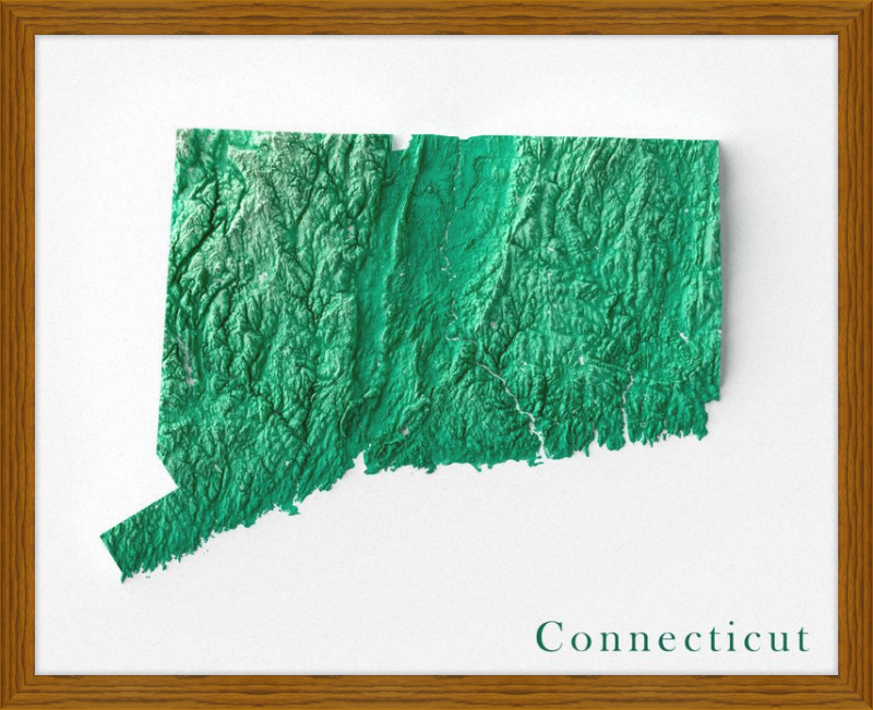 Mapa de relieve sombreado de Connecticut - Esmeralda