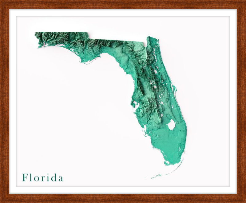 Mapa de relieve sombreado de Florida - Esmeralda