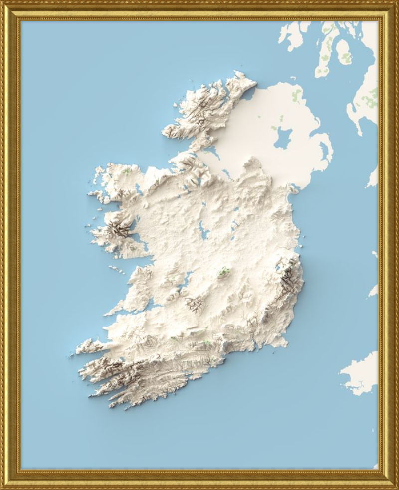 Ireland Shaded Relief Map - Topographic