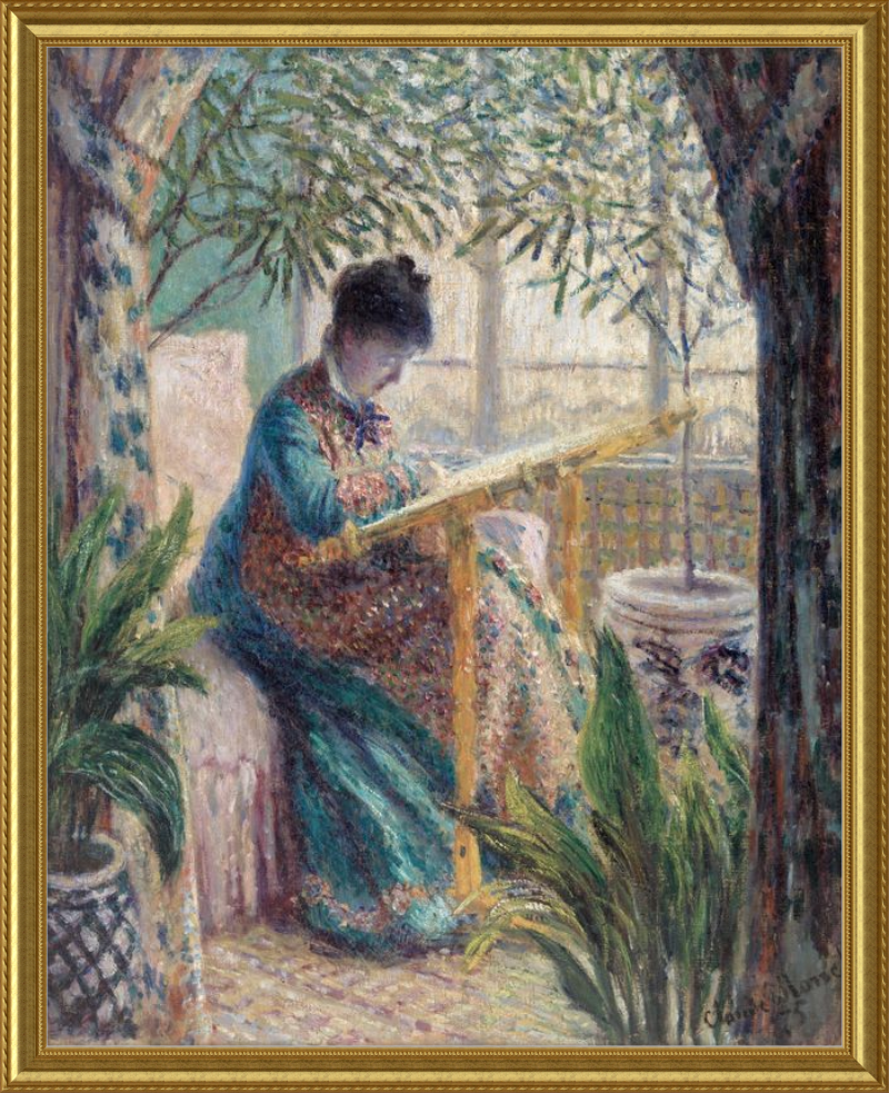 Madame Monet embroidering, Claude Monet - 1875