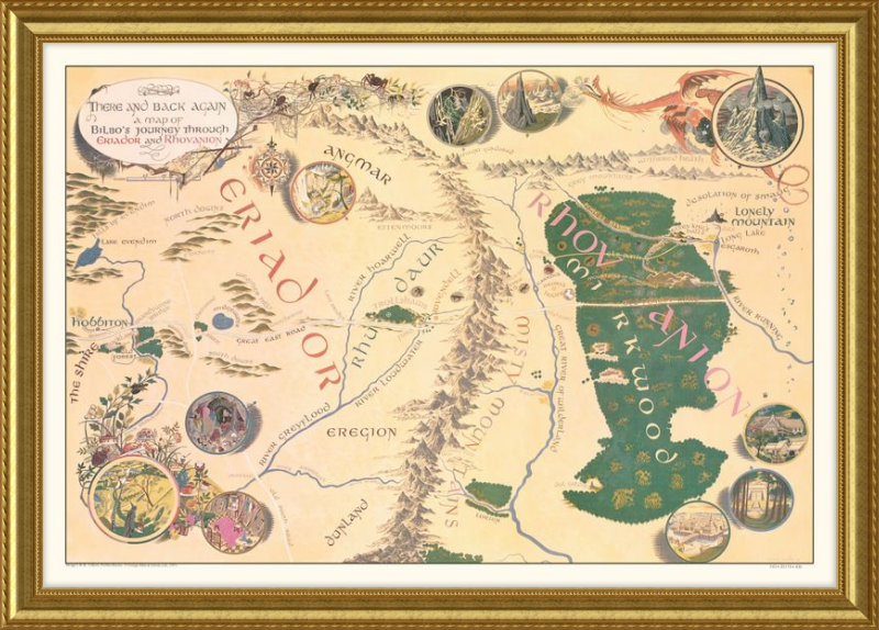 There and Back Again, A Map of Bilbo's Journey through Eriador and Rhovanion, Pauline Baynes - 1971