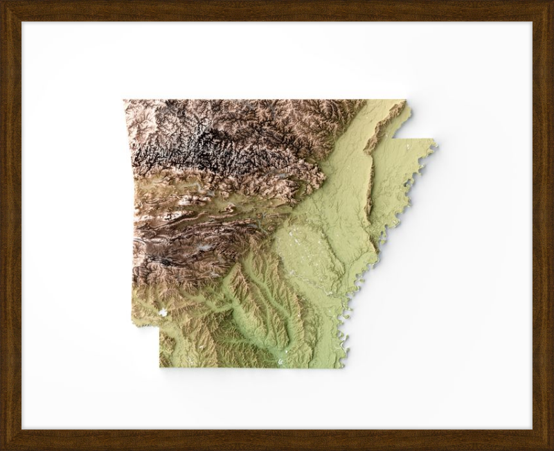 Arkansas Shaded Relief Map - Camo