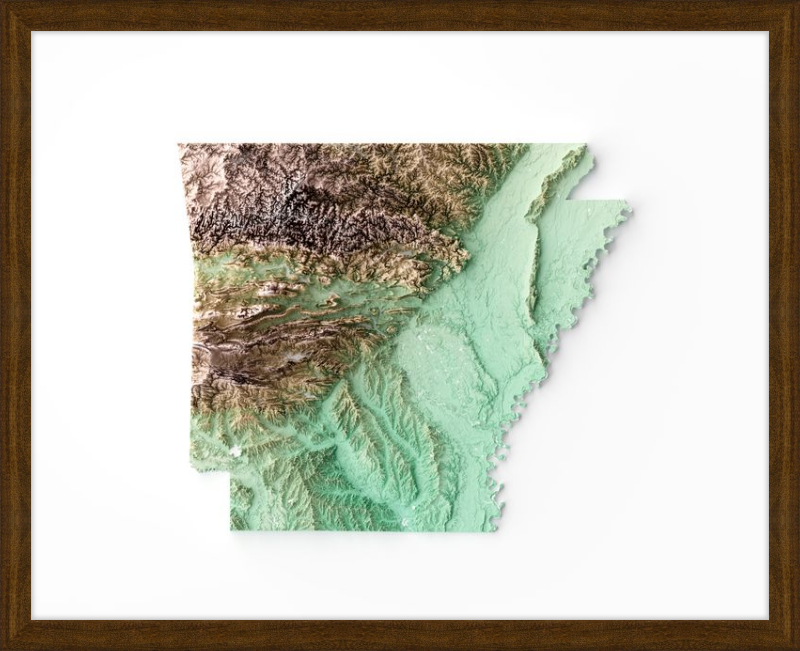 Arkansas Shaded Relief Map - Earth Tones