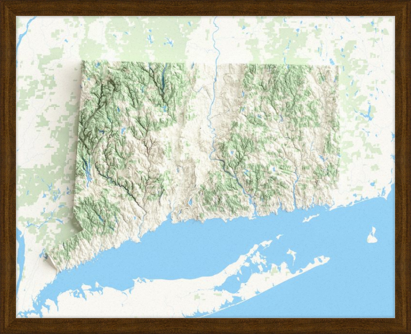 Connecticut Shaded Relief Map - Topographic