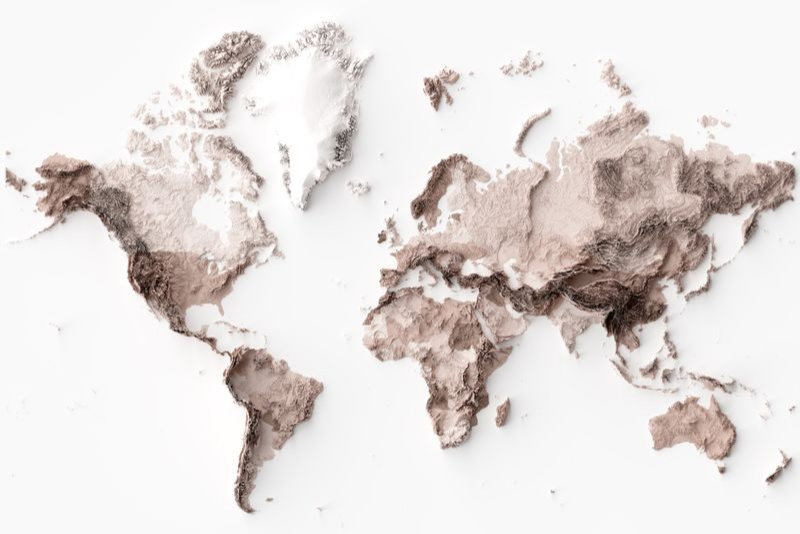 World Shaded Relief - Sepia