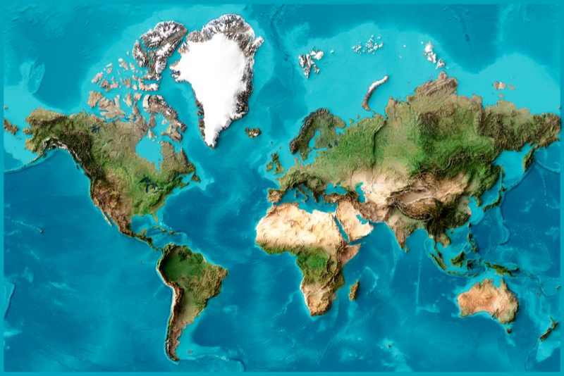 World Shaded Relief Map - Satellite Imagery